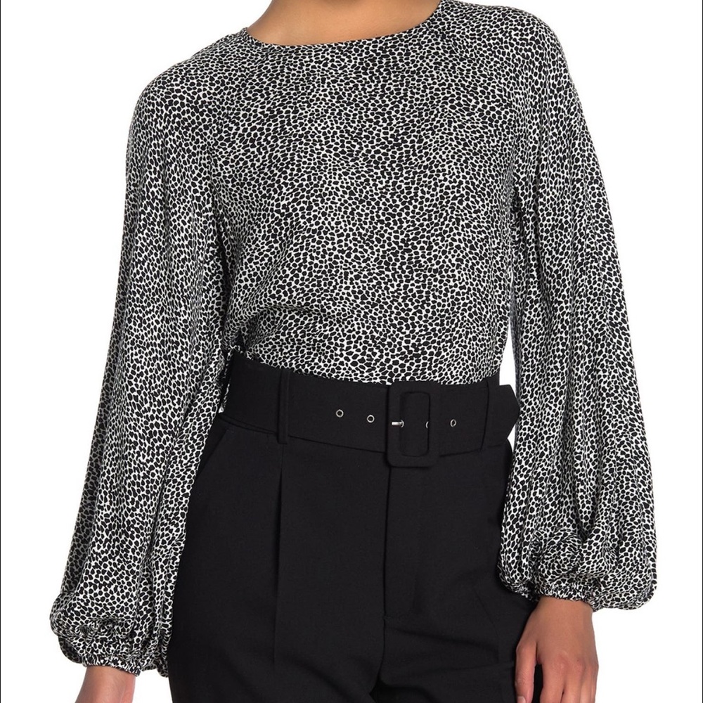 AFRM X Nordstrom Animal Print Ditsy Long Sleeve Blouse Medium NWT